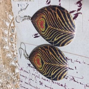 Sparkle peacock feather 🦚 earrings